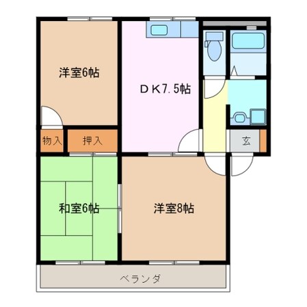 三日市駅 徒歩4分 2階の物件間取画像